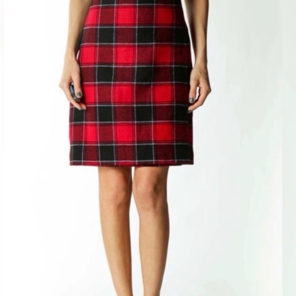 Talbots Red and Black Plaid Pencil Skirt size 6
